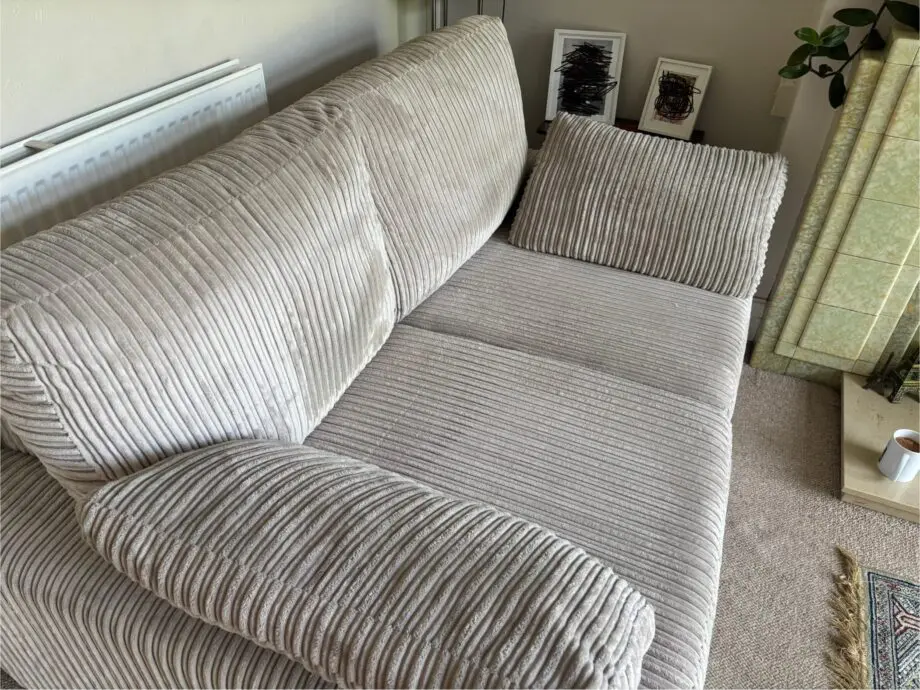 DFS Stone/Beige ribbed sofas