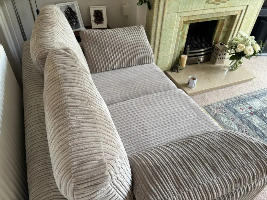 DFS Stone/Beige ribbed sofas