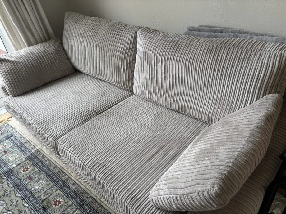 DFS Stone/Beige ribbed sofas