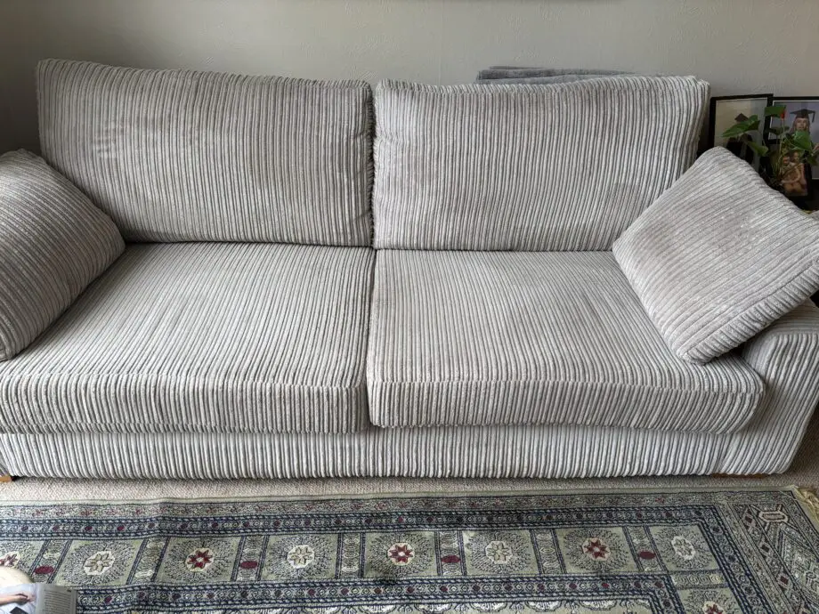 DFS Stone/Beige ribbed sofas