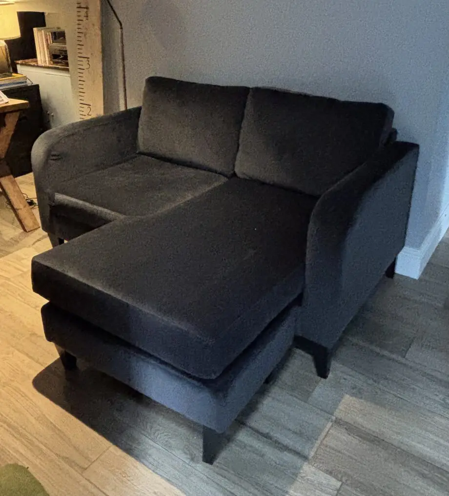 DFS dark grey 2 seater sofa with chaise and foot stall
