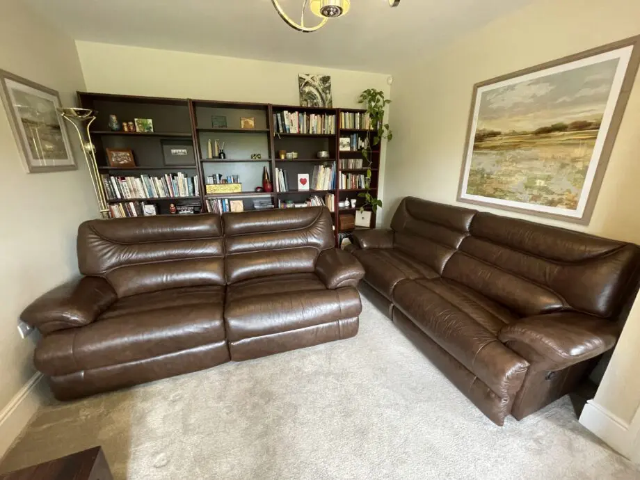 La Z boy brown leather power recliners