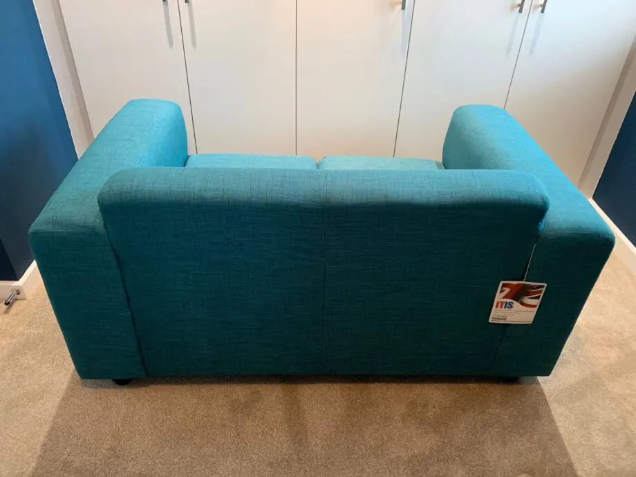 2 seater blue fabric sofa