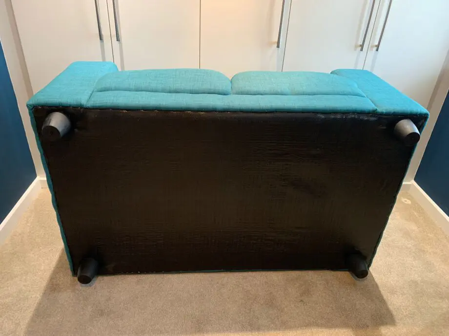 2 seater blue fabric sofa