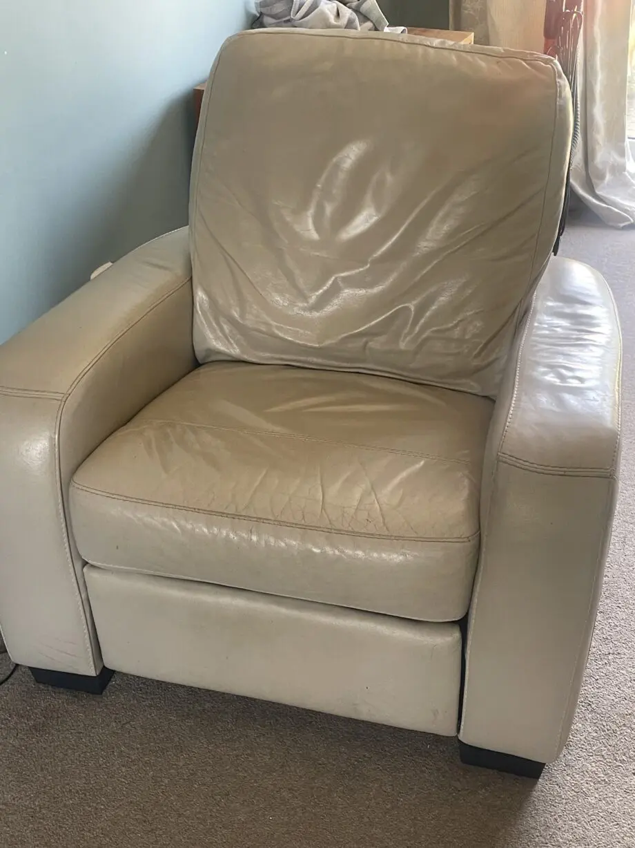Dfs leather sofa and reclining chair