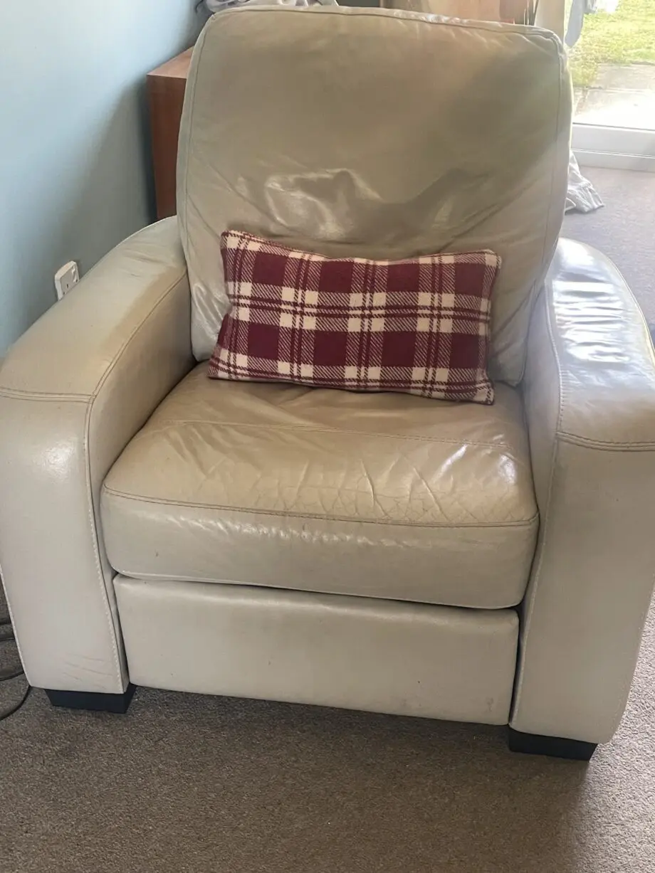 Dfs leather sofa and reclining chair