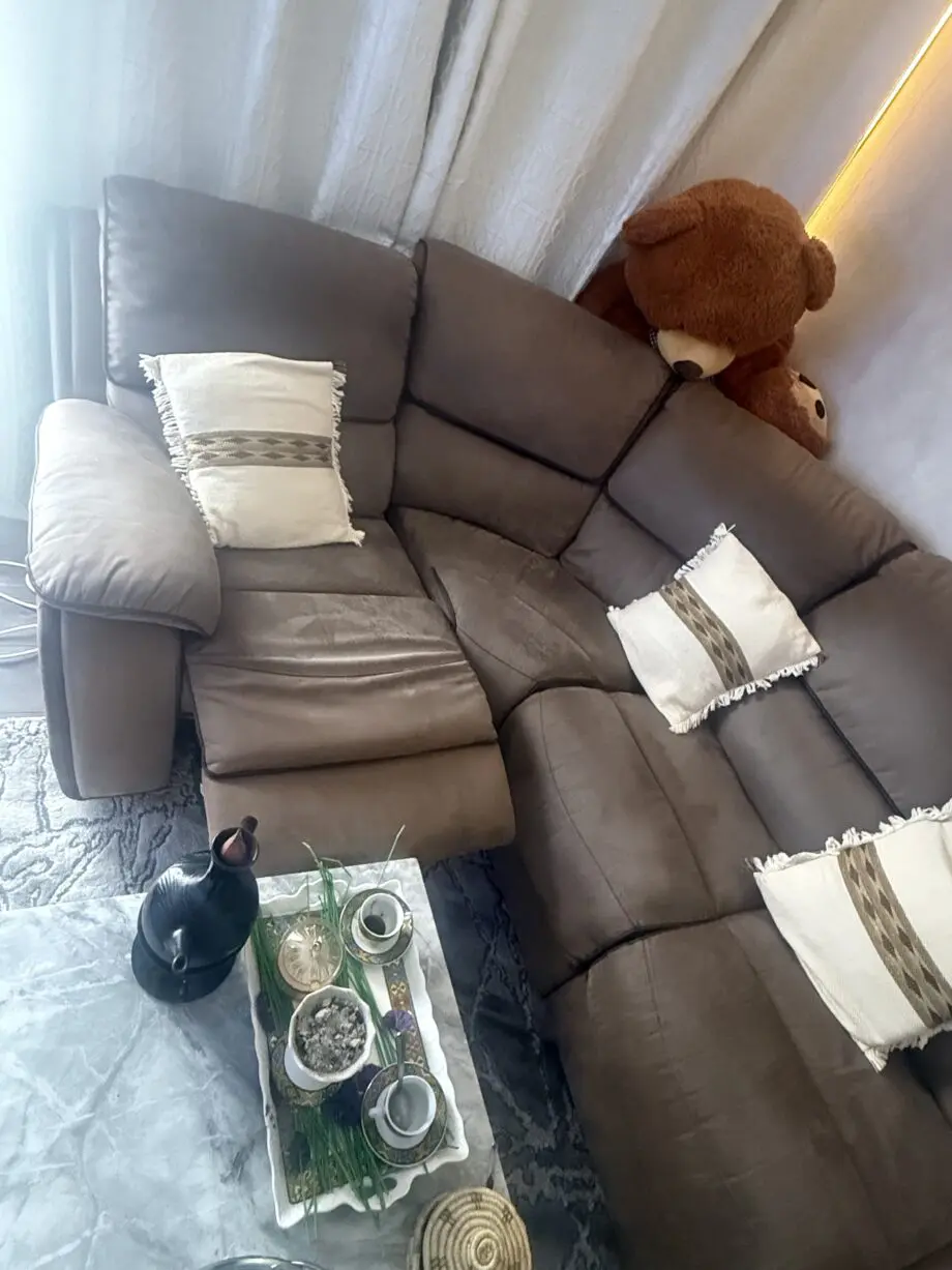 Dfs, light brown, L shaped corner sofa