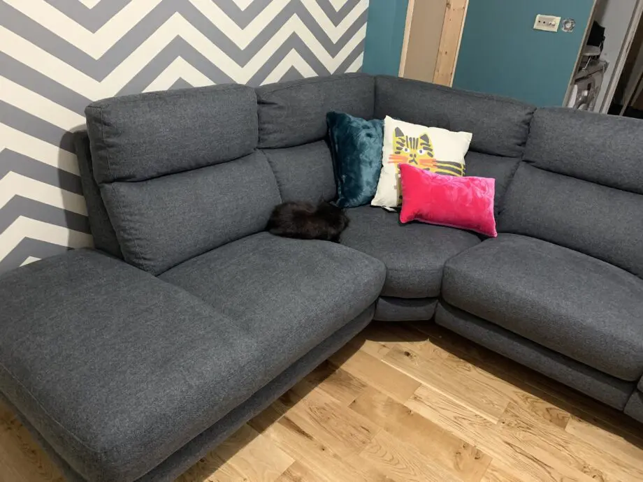 Furniture Village Contempo 3 Seater Chaise Charcoal Fabric Power Recliner Sofa