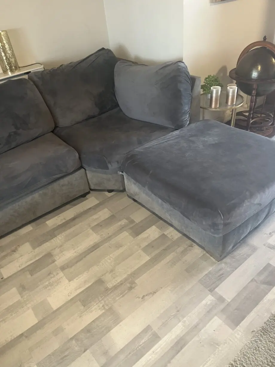 Large u shaped grey chenille sofa