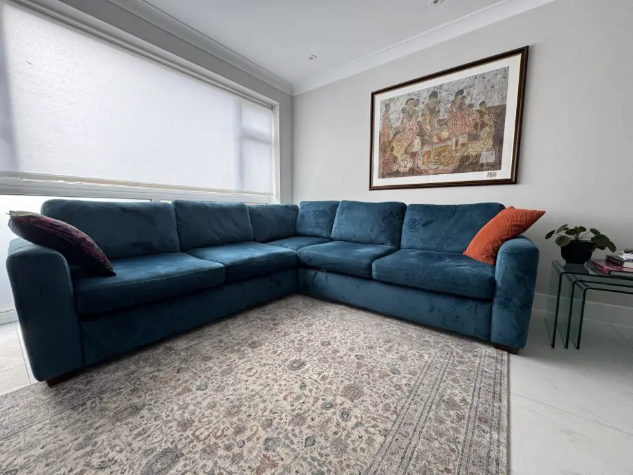 John Lewis corner blue/teal sofa