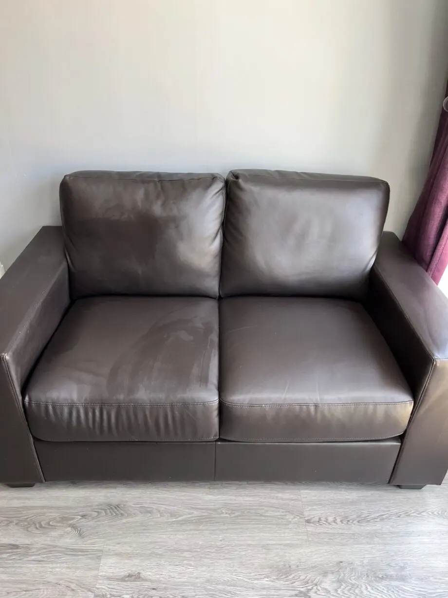 Black leather faux 2 seater sofa