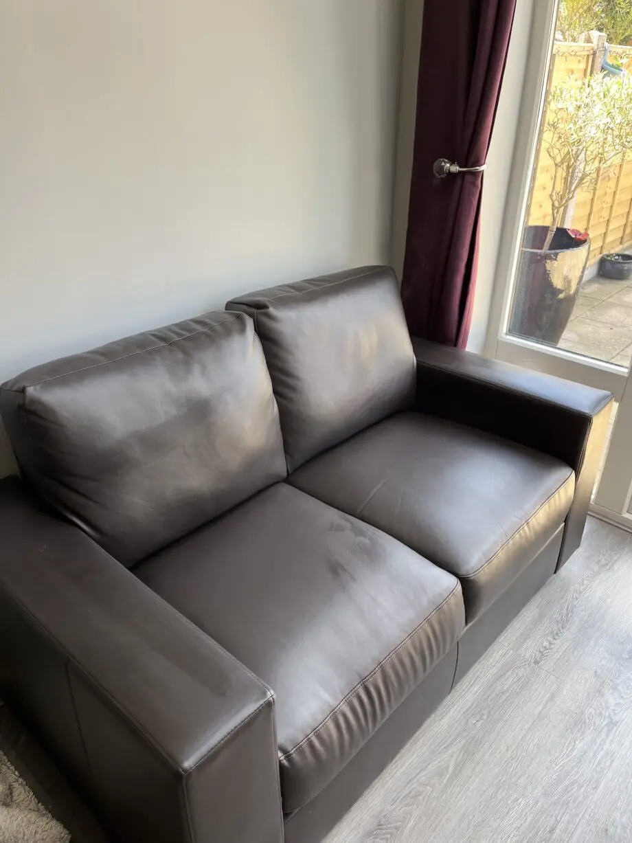 Black leather faux 2 seater sofa