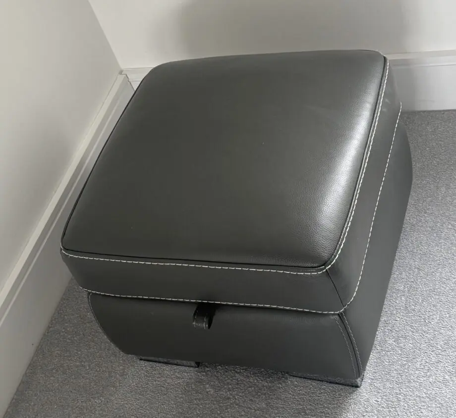 DFS DIRECTOR FULL LEATHER Left hand Facing Power Chaise Corner Sofa, power recliner armchair and a opening footstool