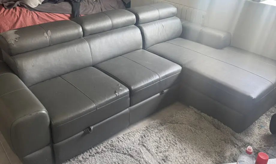 Eli-Leather L Shaped Sofa Bed (Damaged)