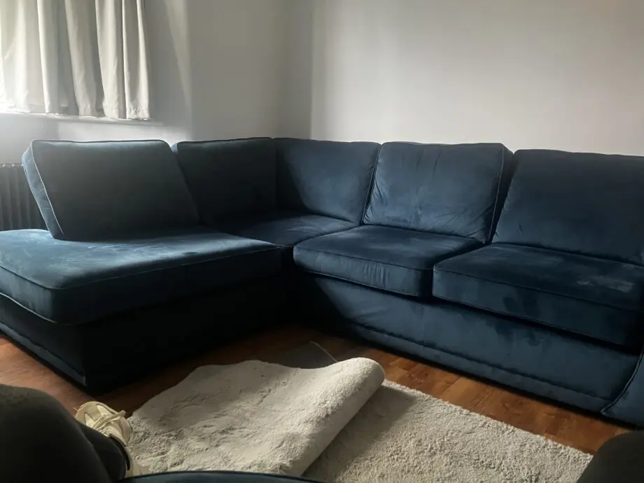 DFS Blue Okra right hand corner & swivel chair