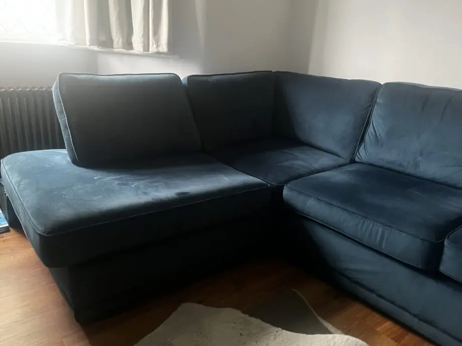 DFS Blue Okra right hand corner & swivel chair