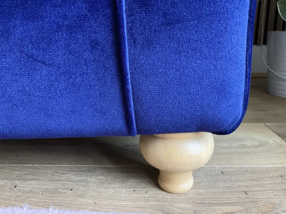 DFS Evelyn Velvet Navy 3-Seater Sofa with Light Wood Feet Very Lightly Used