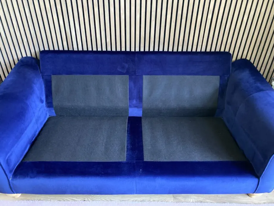 DFS Evelyn Velvet Navy 3-Seater Sofa with Light Wood Feet Very Lightly Used