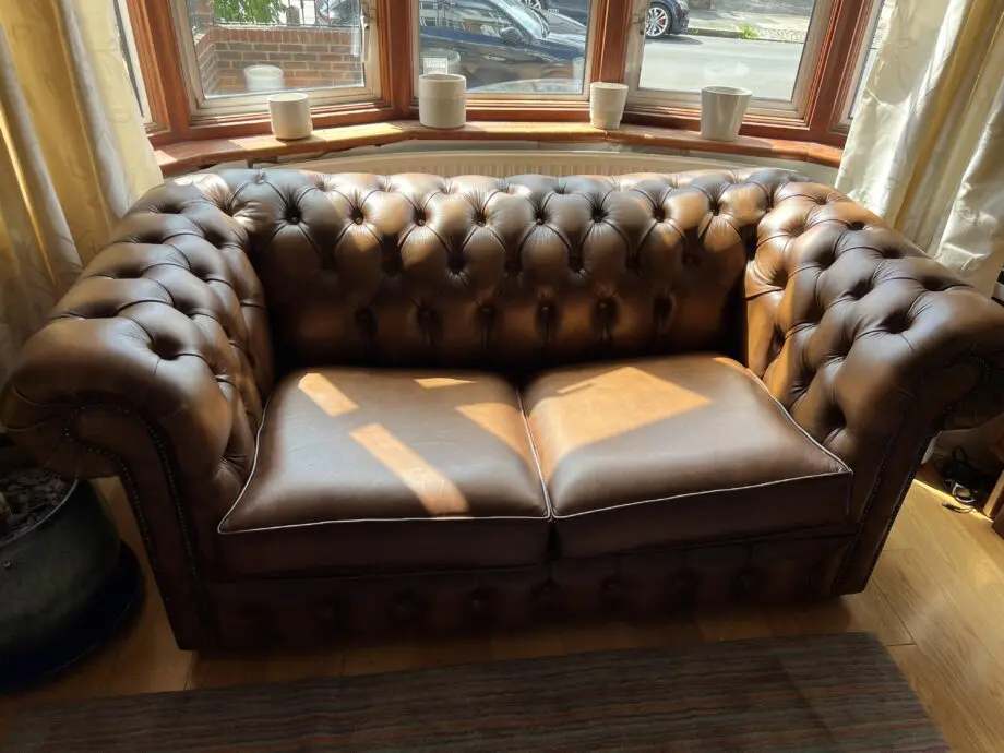 Chesterfield leather 2 seater sofa bed