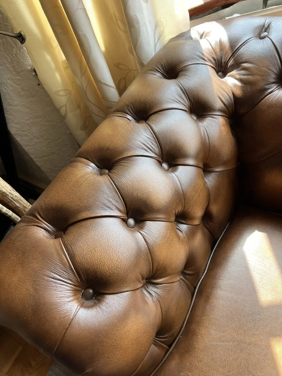 Chesterfield leather 2 seater sofa bed