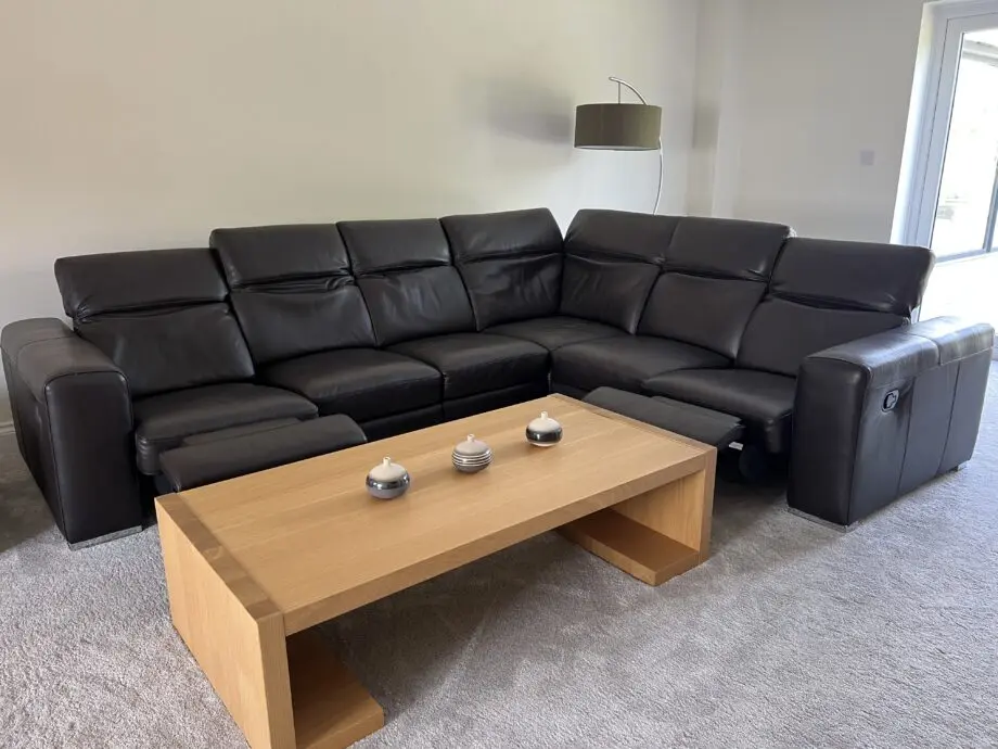 Furniture Village Brown Leather Corner Sofa