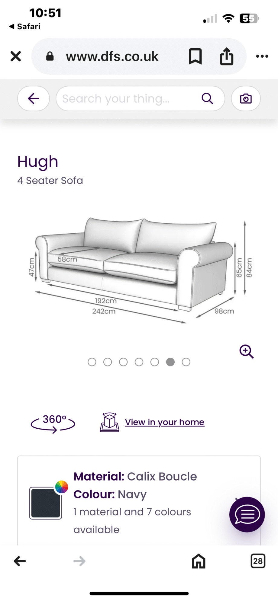 DFS Hugo 4 seater and chair