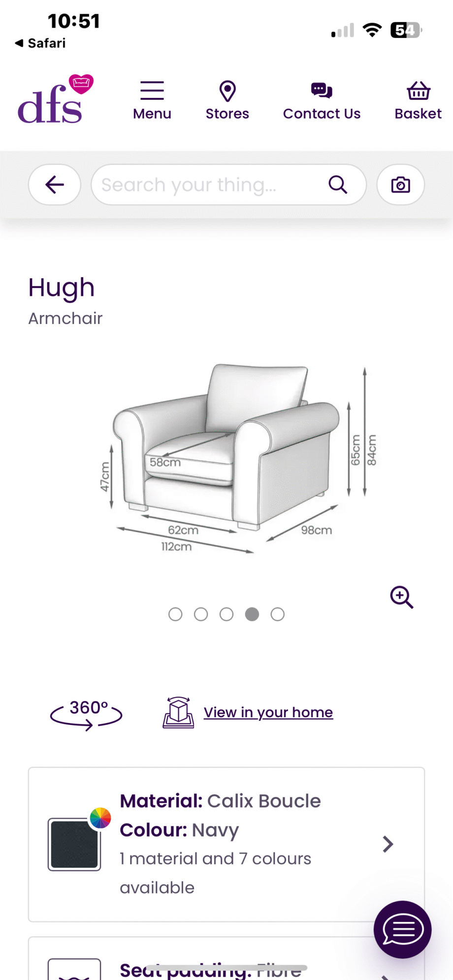 DFS Hugo 4 seater and chair