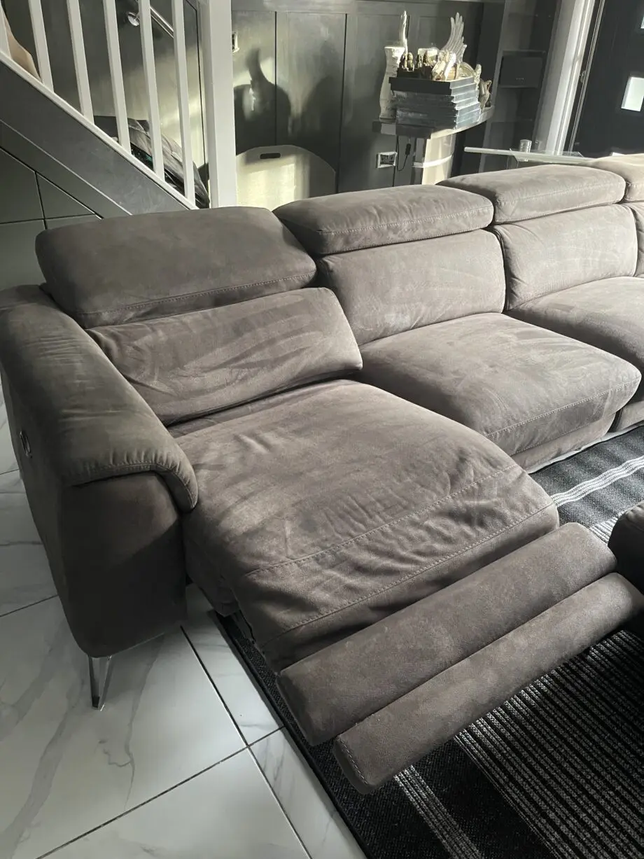 Grey corner sofa left hand when sitting on sofa