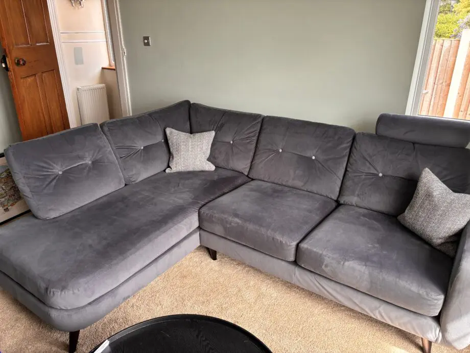 Ponsford grey velvet sofa