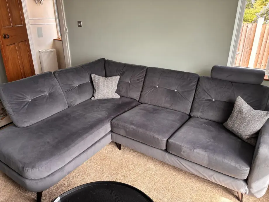 Ponsford grey velvet sofa
