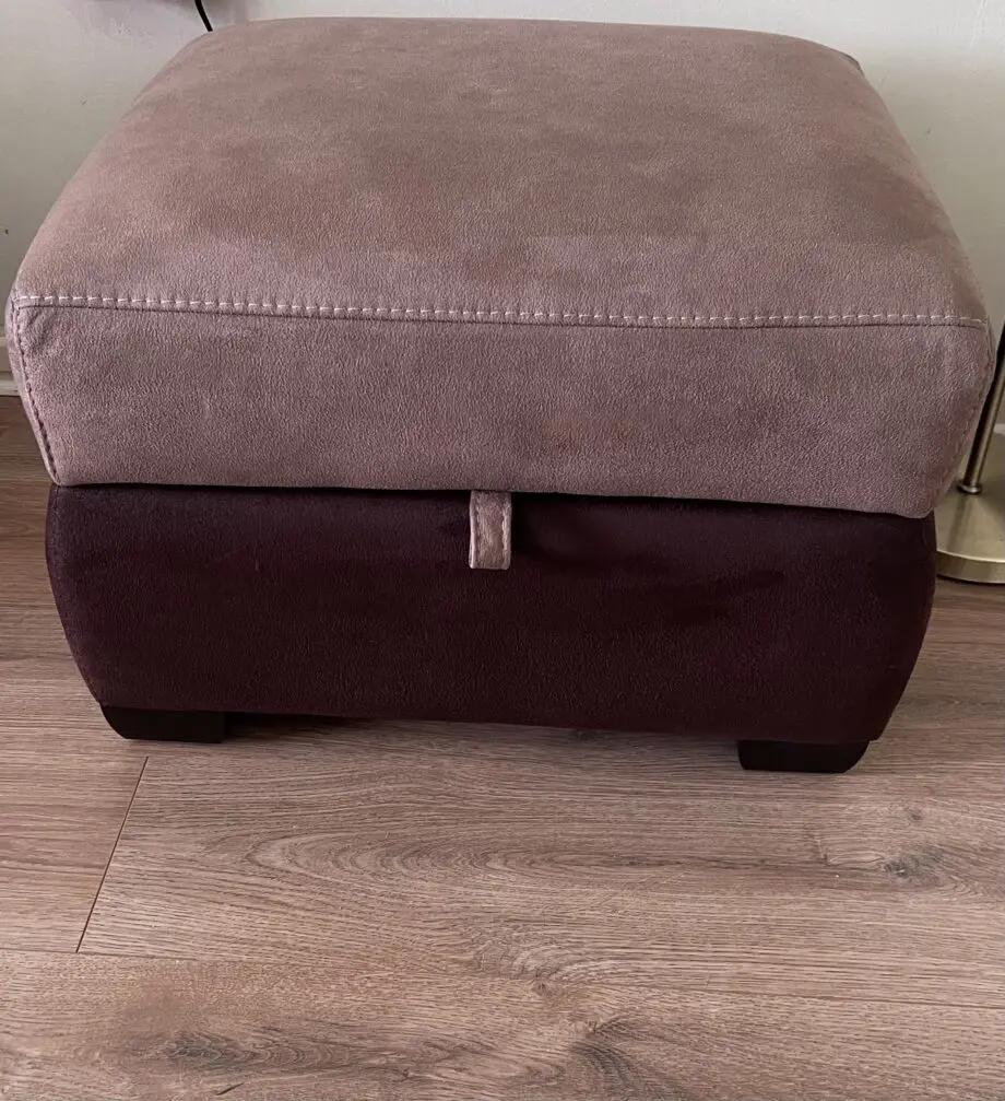 DFS Ryder 2 two seater suede sofas + 1 large storage footstool