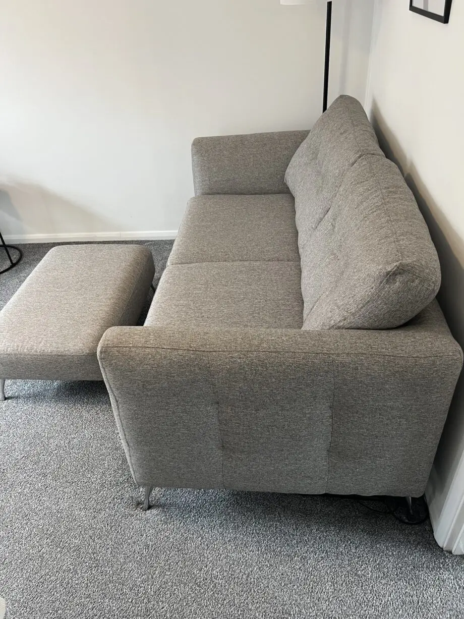 SCS Grey 3-Seater Sofa & Footstool