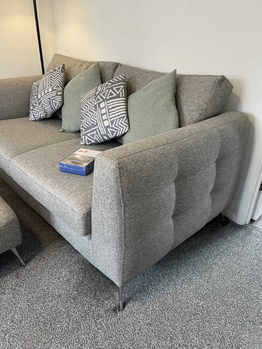 SCS Grey 3-Seater Sofa & Footstool