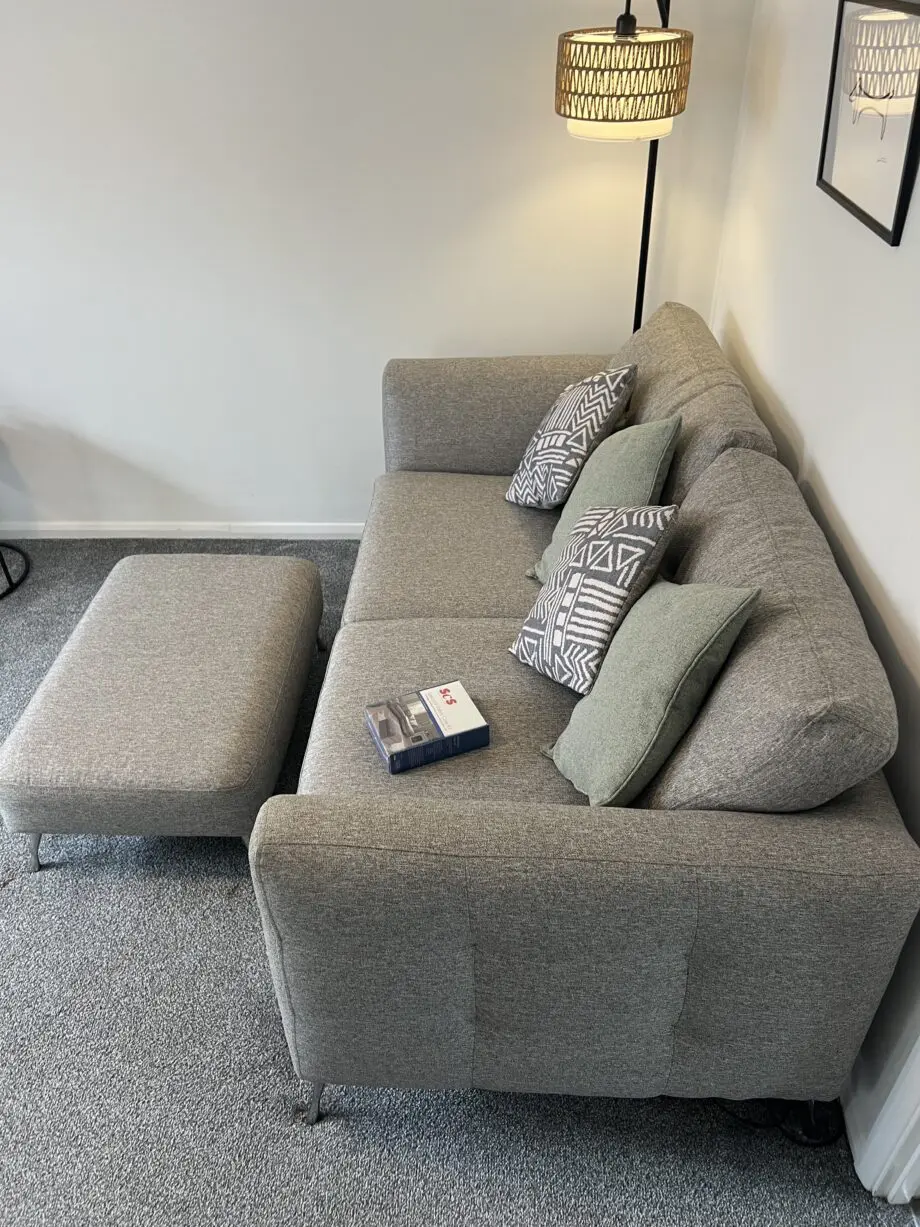 SCS Grey 3-Seater Sofa & Footstool