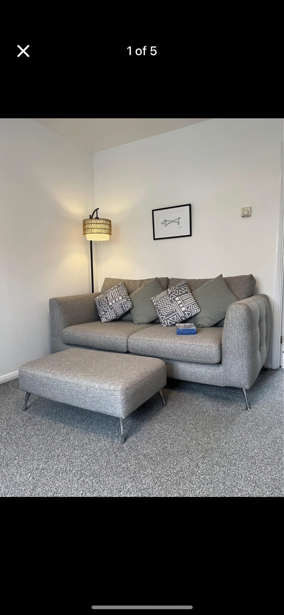 SCS Grey 3-Seater Sofa & Footstool