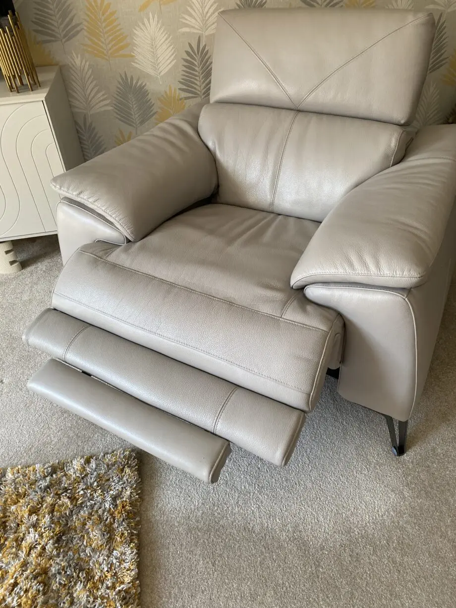DFS Grey Leather Sofa and chair