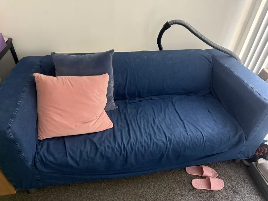 Blue denim cover sofa very good condition comfortable