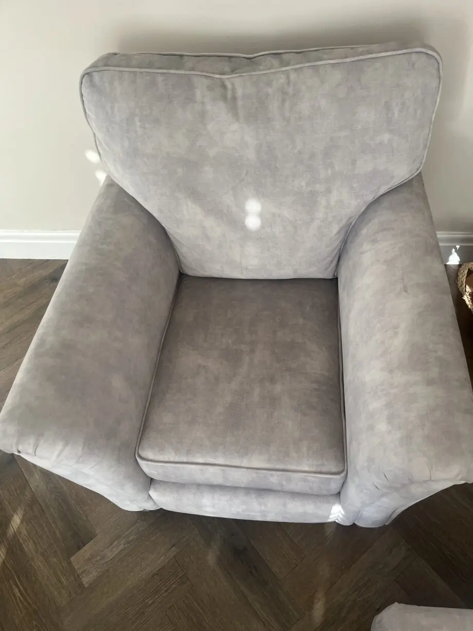 DFS grey Trezze sofa, chair & footstool
