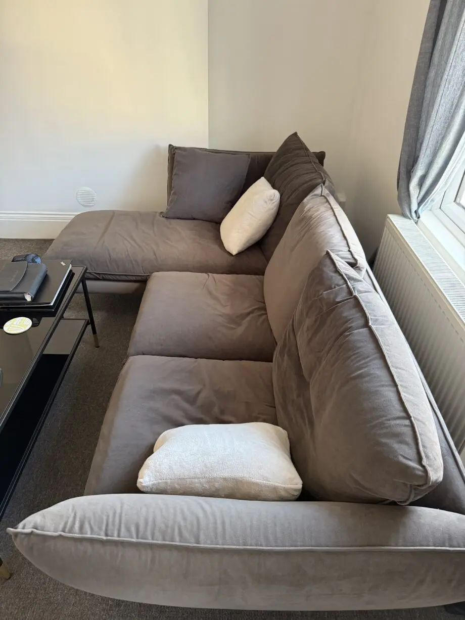 Green seaweed color corner sofa