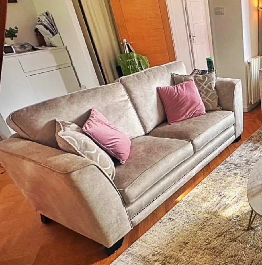 SCS Creme Chrome 3 and 4 seater sofa set