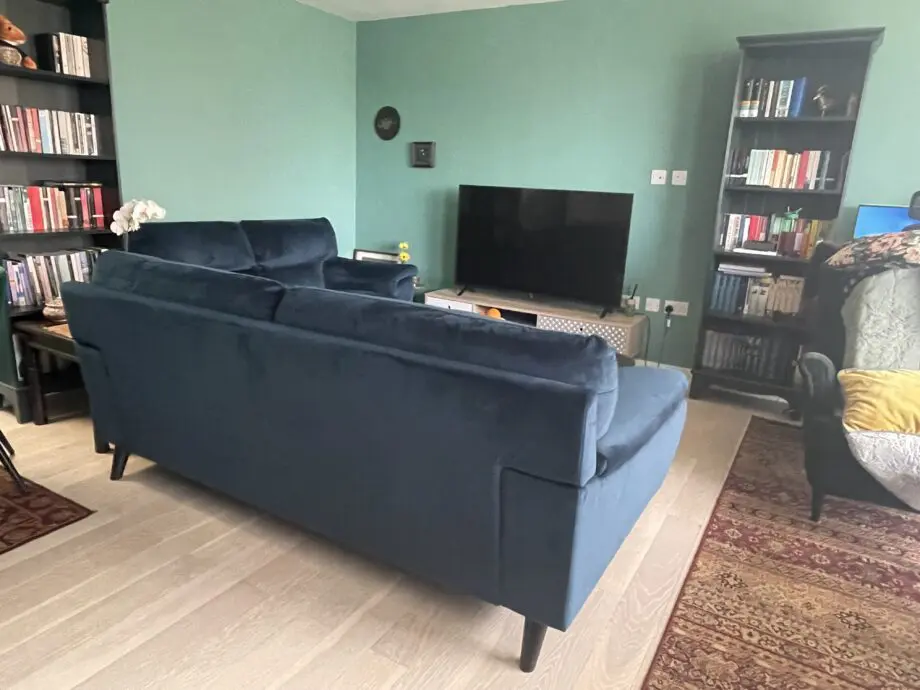DFS 3 seater cappi teal velvet