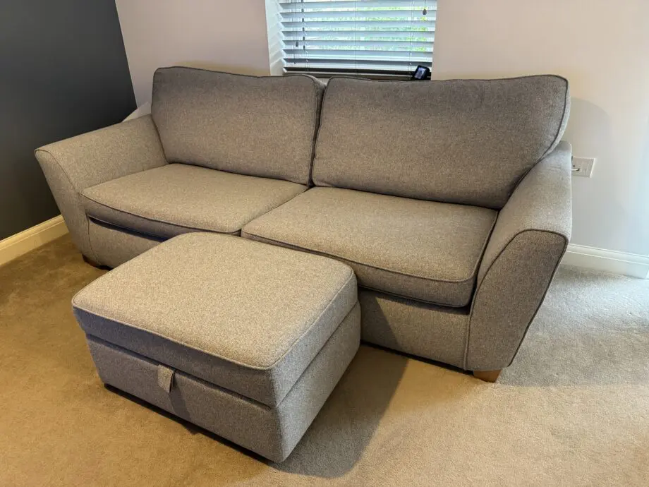 DFS Elian Sofa in Silver/Grey and Footstool