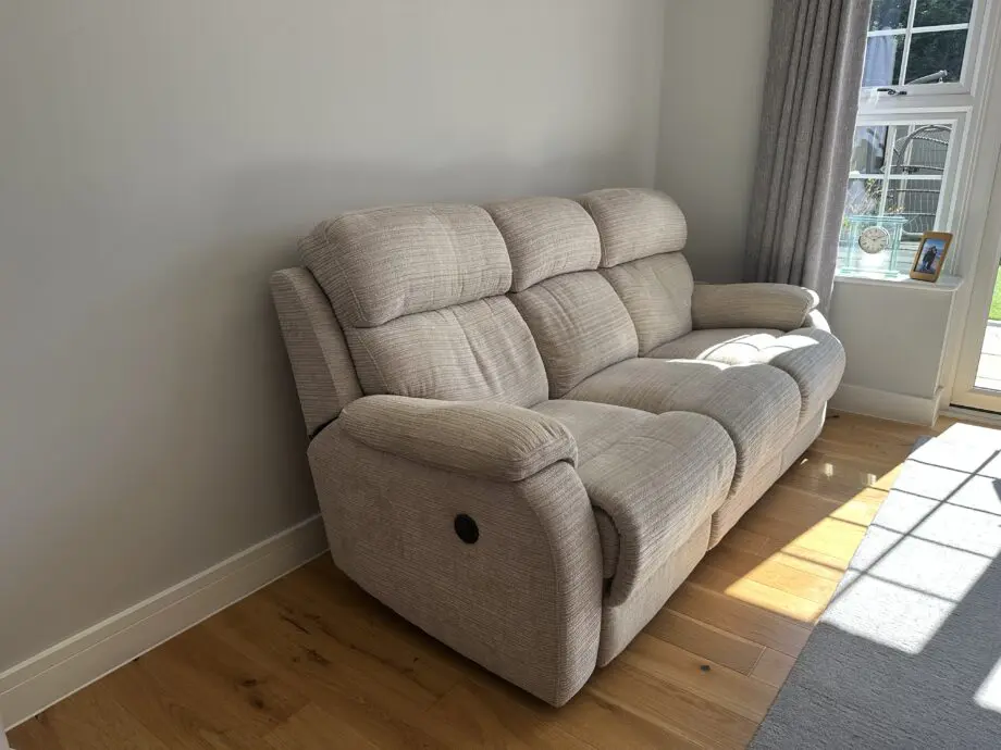 Furniture Village Beige/Brown 3 x seater recliner sofa (electric)