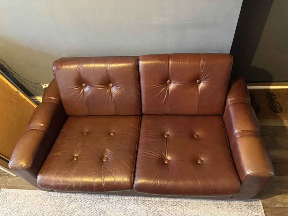 Danish Mid Century Chocolate Brown Two Seater Sofa