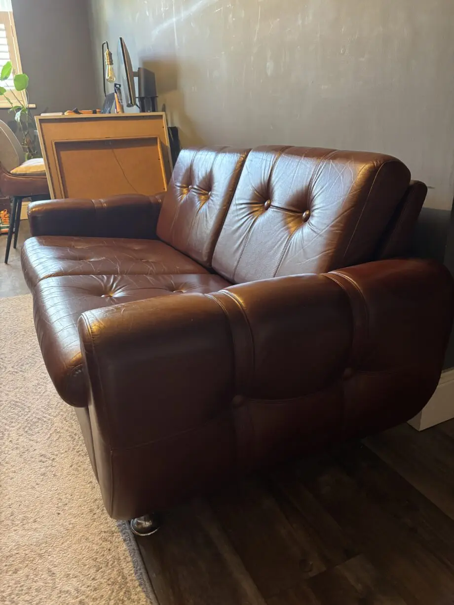 Danish Mid Century Chocolate Brown Two Seater Sofa