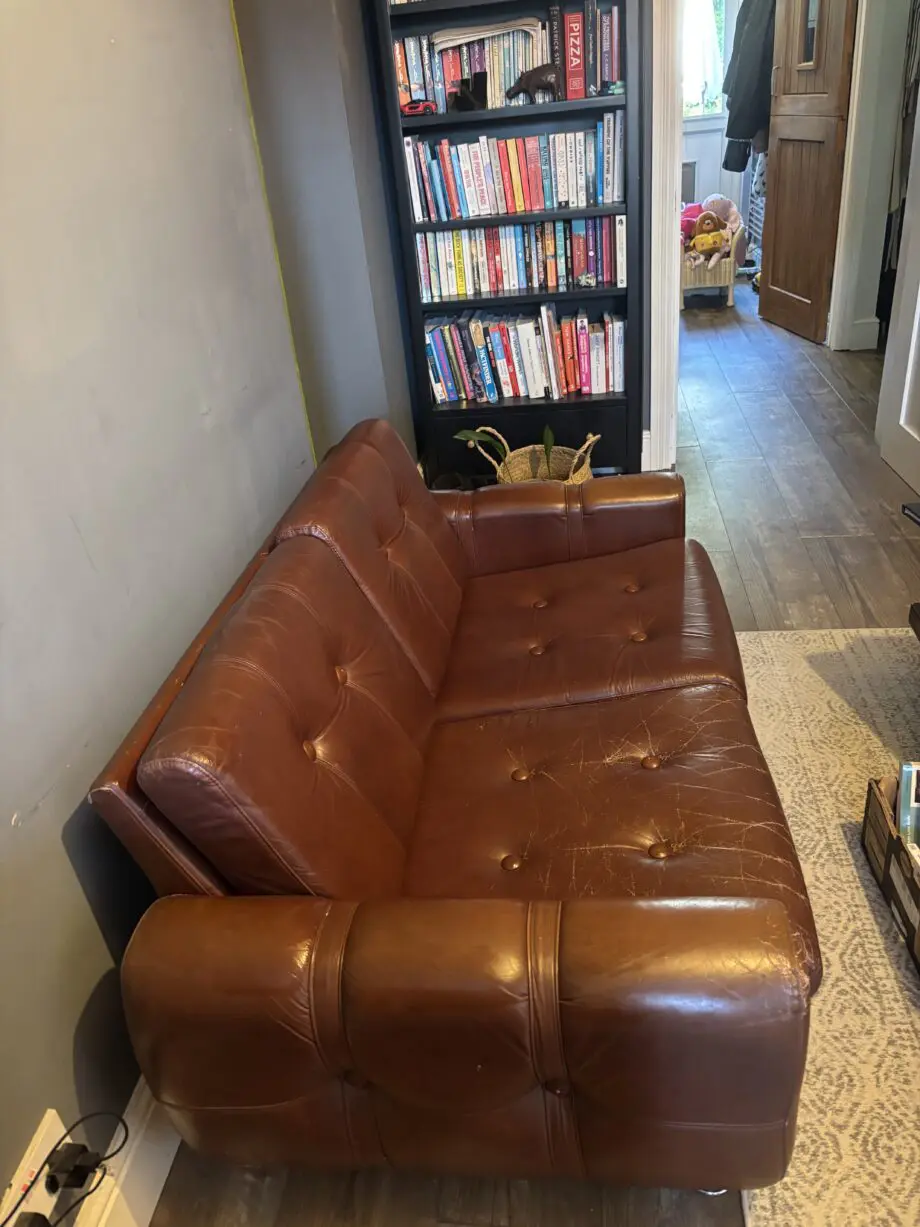 Danish Mid Century Chocolate Brown Two Seater Sofa