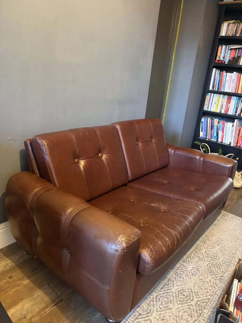 Danish Mid Century Chocolate Brown Two Seater Sofa