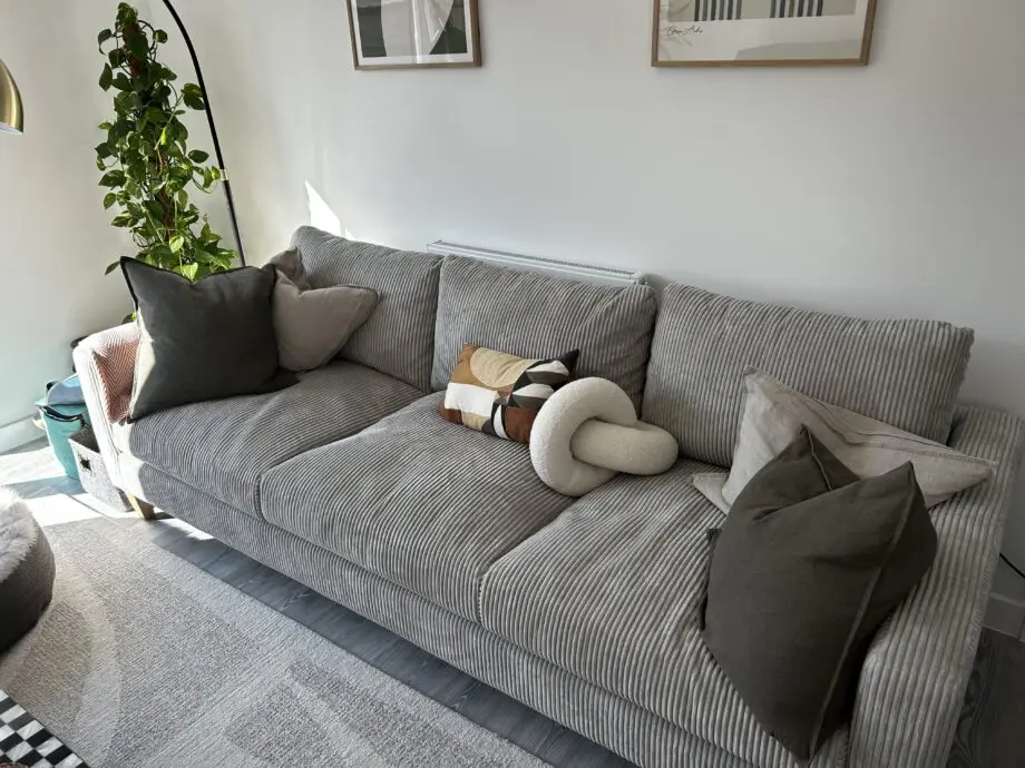Show home grey fabric sofa