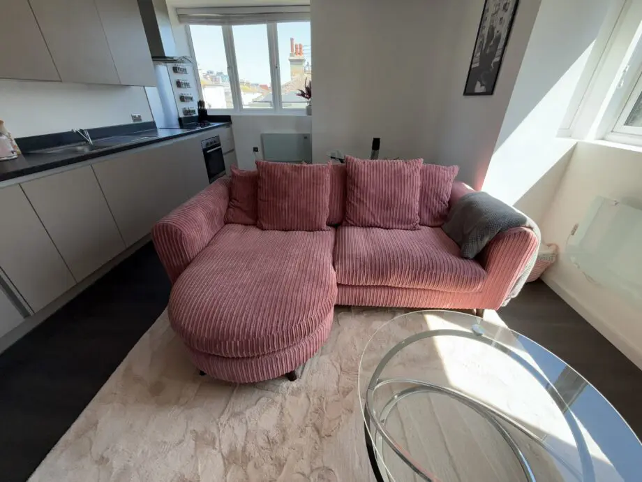DFS Honey Blush Pink Pillowback 4 seater lounger