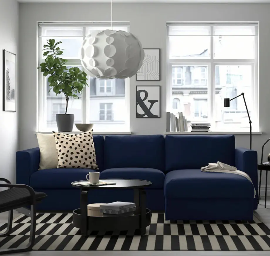 IKEA VIMLE 3-Seat Sofa with Chaise – Djuparp Dark Blue – Excellent Condition